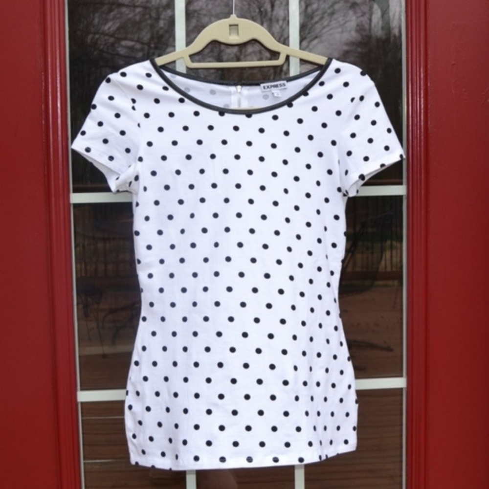 Express Black and White Polka Dotted Shirt